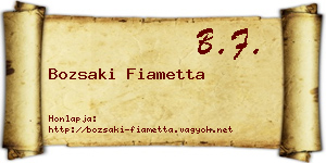 Bozsaki Fiametta névjegykártya